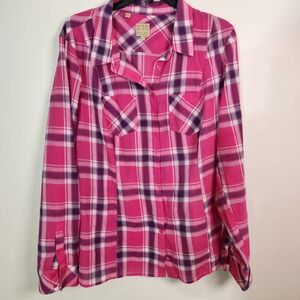 Vintage Guess Plaid Button Down Shirt Womens XL Pink Purple Lightweight Y2K